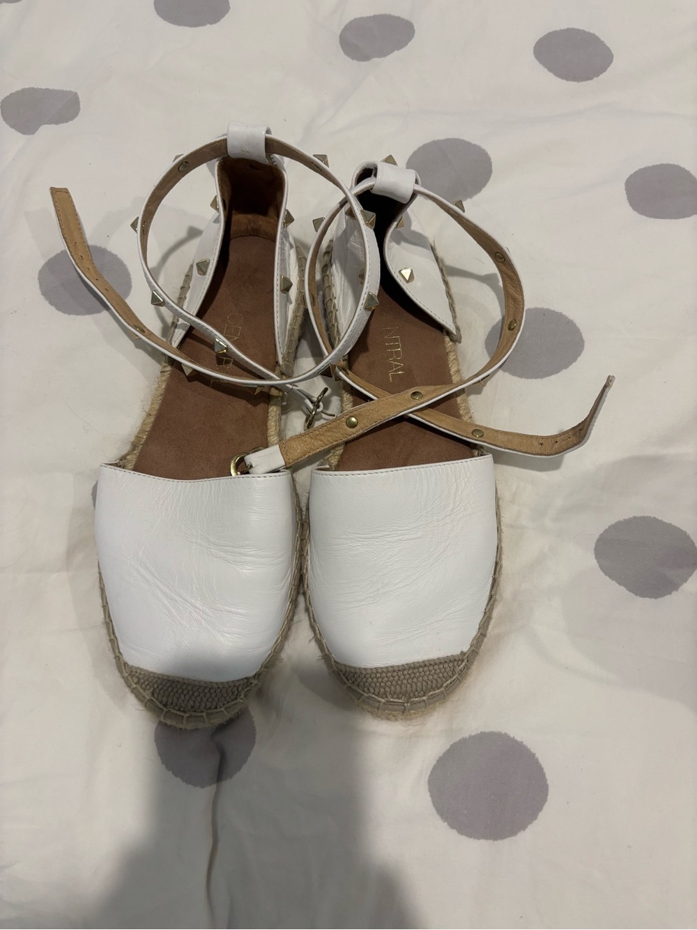 275 Central white Ankle-Tie Espadrille Flats. Size 8.5. Never worn